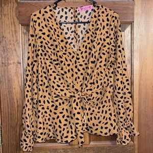Brown cheetah print blouse Almost Pink boutique